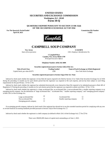Thumbnail 
Campbell's Quarterly Report 2023-q3