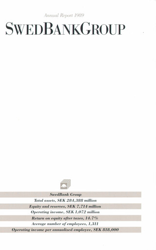 Miniature Swedbank Rapport annuel 1989