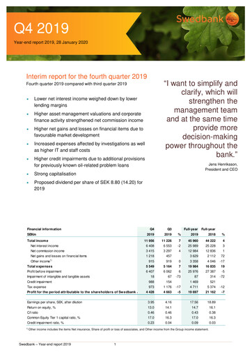 Thumbnail Swedbank Financial Statement 2019