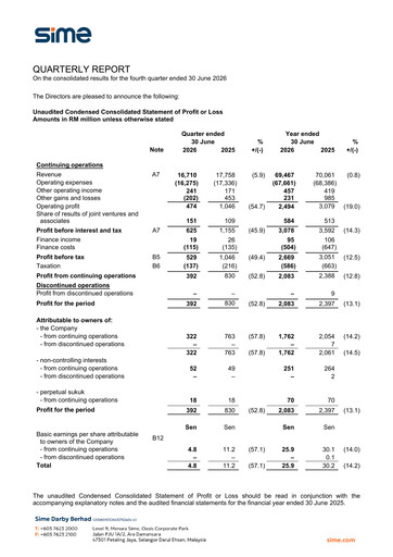 Thumbnail Sime Darby
 Quarterly Report 2026-q4