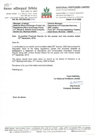 Thumbnail National Fertilizers
 Quarterly Report 2019-q3