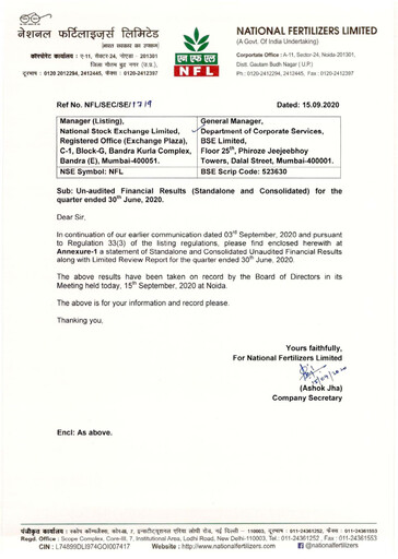 Thumbnail National Fertilizers
 Quarterly Report 2020-q1