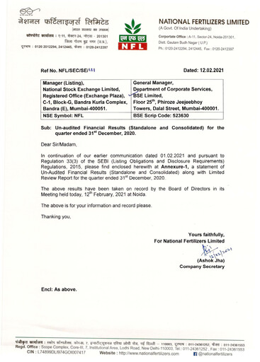 Thumbnail National Fertilizers
 Quarterly Report 2020-q3