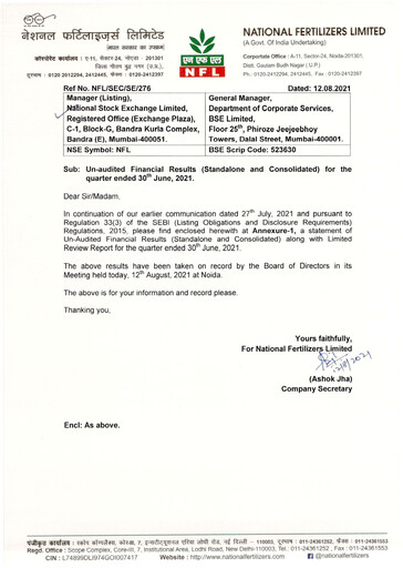 Thumbnail National Fertilizers
 Quarterly Report 2021-q1