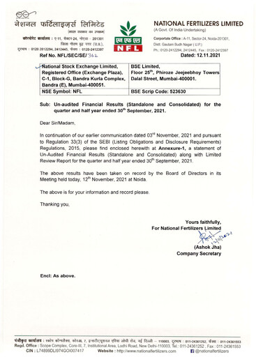 Thumbnail National Fertilizers
 Quarterly Report 2021-q2