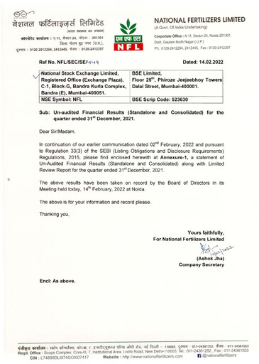 Thumbnail National Fertilizers
 Quarterly Report 2021-q3