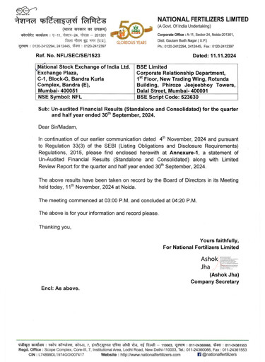 Thumbnail National Fertilizers
 Quarterly Report 2024-q2