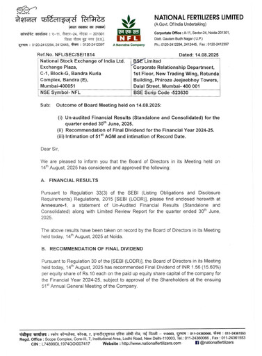 Thumbnail National Fertilizers
 Quarterly Report 2025-q1