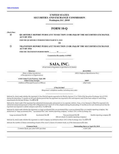 Miniature Saia
 Rapport trimestriel 2010-q1