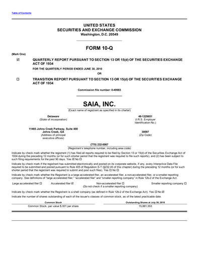 Miniature Saia
 Rapport trimestriel 2010-q2