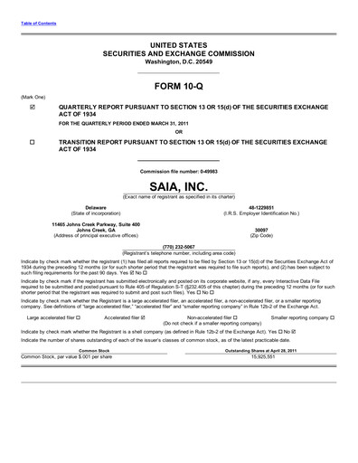 Miniature Saia
 Rapport trimestriel 2011-q1