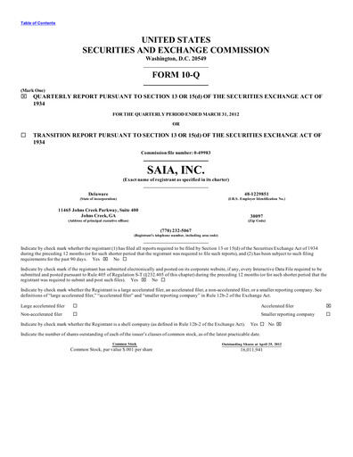 Miniature Saia
 Rapport trimestriel 2012-q1
