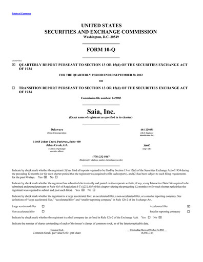 Miniature Saia
 Rapport trimestriel 2012-q3
