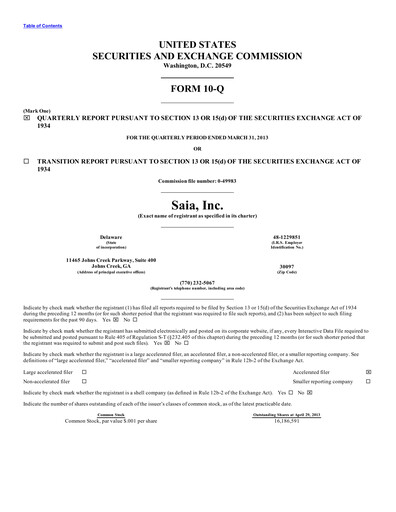 Miniature Saia
 Rapport trimestriel 2013-q1