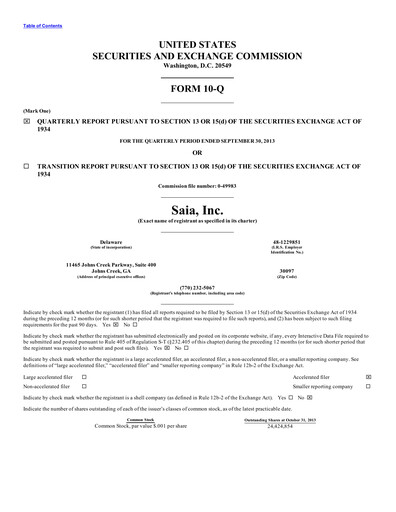 Miniature Saia
 Rapport trimestriel 2013-q3