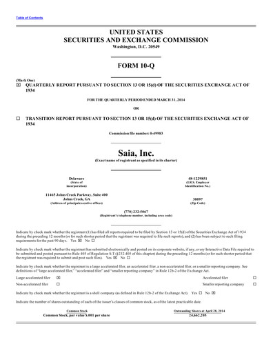 Miniature Saia
 Rapport trimestriel 2014-q1