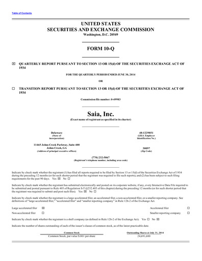 Miniature Saia
 Rapport trimestriel 2014-q2