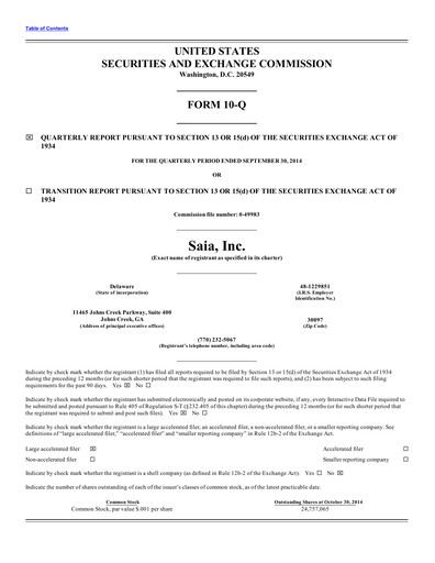 Miniature Saia
 Rapport trimestriel 2014-q3