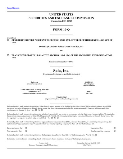 Miniature Saia
 Rapport trimestriel 2015-q1