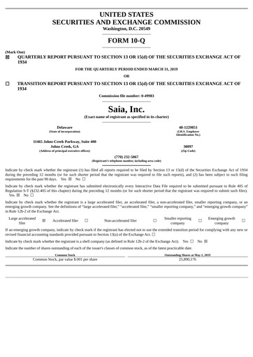 Miniature Saia
 Rapport trimestriel 2019-q1