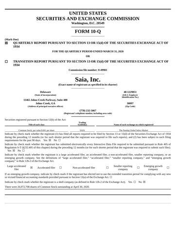 Miniature Saia
 Rapport trimestriel 2020-q1