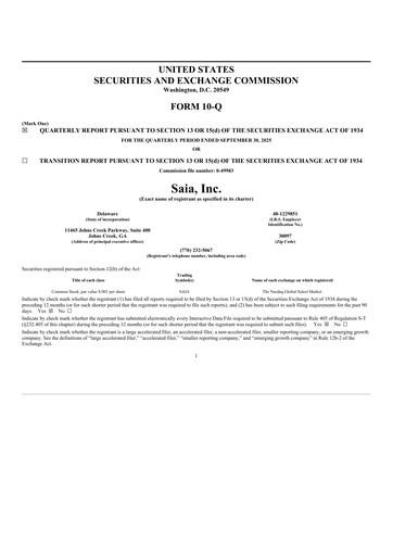 Miniature Saia
 Rapport trimestriel 2025-q3