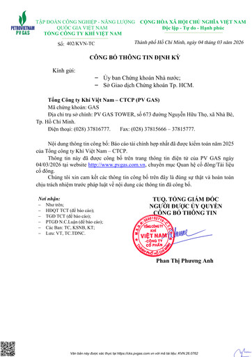 Thumbnail Petrovietnam Gas Financial Statement 2025