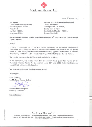 Thumbnail Marksans Pharma
 Quarterly Report 2019-q2