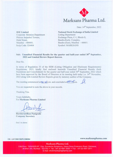 Thumbnail Marksans Pharma
 Quarterly Report 2022-q3