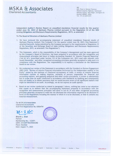 Thumbnail Marksans Pharma
 Quarterly Report 2023-q2