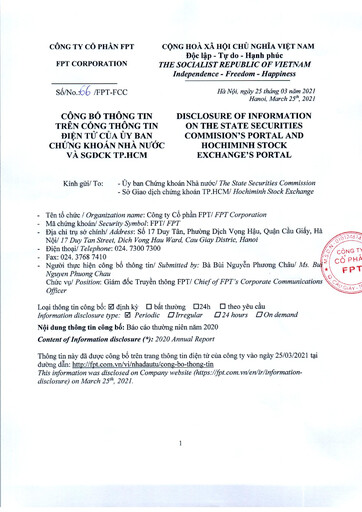 Thumbnail FPT Corporation Annual Report 2020