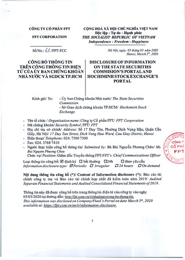 Thumbnail FPT Corporation Financial Statement 2019