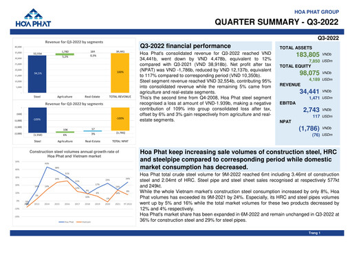 Thumbnail Hoa Phat Group Quarterly Report 2022-q3