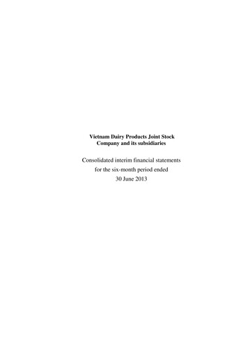 Miniature Vinamilk (Vietnam Dairy Products) Rapport semestriel 2013-h1