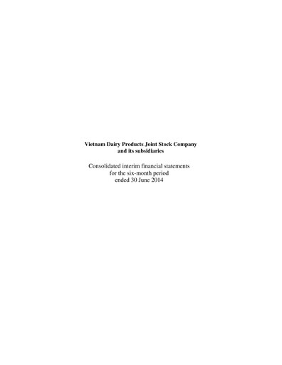 Miniature Vinamilk (Vietnam Dairy Products) Rapport semestriel 2014-h1
