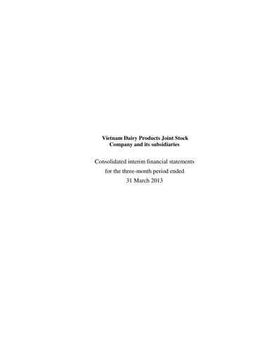 Miniature Vinamilk (Vietnam Dairy Products) Rapport trimestriel 2013-q1