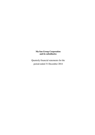 Thumbnail Masan Group Quarterly Report 2014-q4