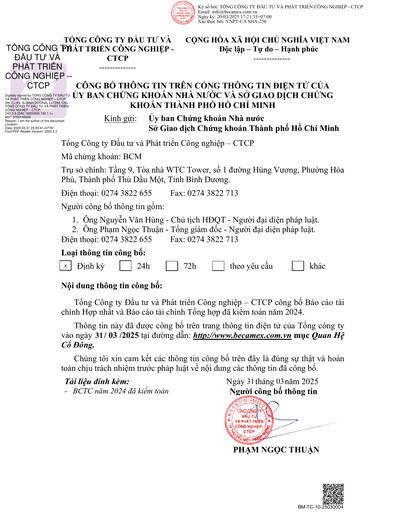 Thumbnail Becamex (Investment and Industrial Development Corporation) Financial Statement 2024