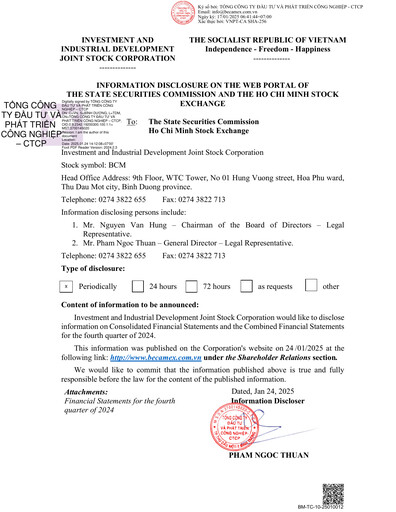 Thumbnail Becamex (Investment and Industrial Development Corporation) Quarterly Report 2024-q4
