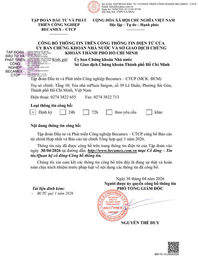 Thumbnail Becamex (Investment and Industrial Development Corporation) Quarterly Report 2026-q1