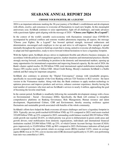 Thumbnail SeABank (Southeast Asia Commercial Joint Stock Bank) Annual Report 2024