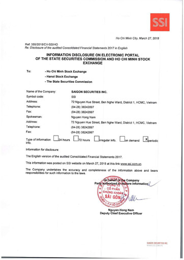 Miniature SSI Securities Corporation Bilan financier 2017