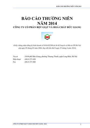 Thumbnail Duc Giang Chemicals Group Annual Report 2014