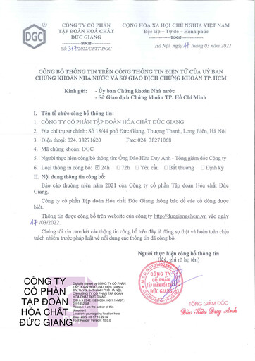 Thumbnail Duc Giang Chemicals Group Annual Report 2021