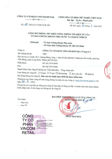 Thumbnail Vincom Retail Joint Stock Company Financial Statement 2020