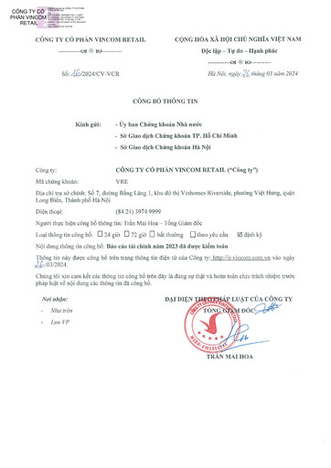 Thumbnail Vincom Retail Joint Stock Company Financial Statement 2023