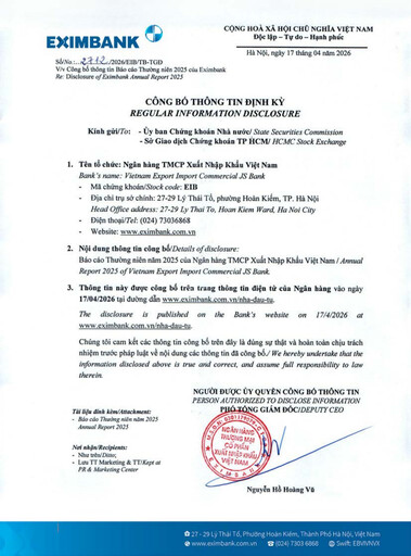 Miniature Eximbank (Vietnam Export Import Commercial Joint Stock Bank) Rapport annuel 2025