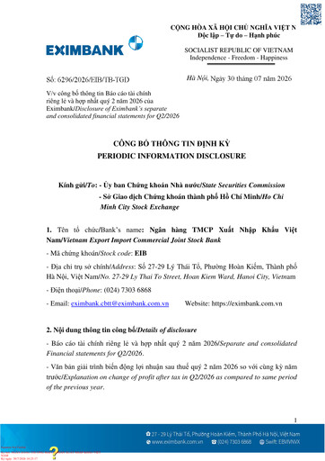 Vorschaubild Eximbank (Vietnam Export Import Commercial Joint Stock Bank) Quartalsbericht 2026-q2