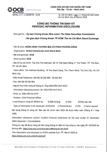 Thumbnail OCB (Orient Commercial Joint Stock Bank) Financial Statement 2024