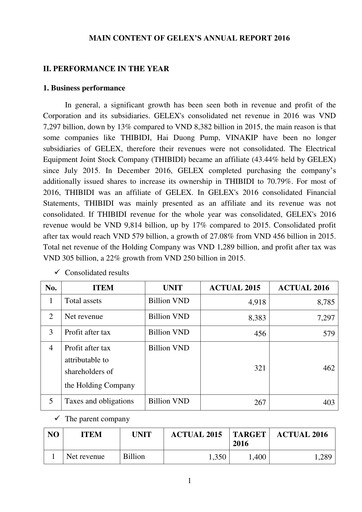 Thumbnail GELEX Group Joint Stock Company Annual Report 2016